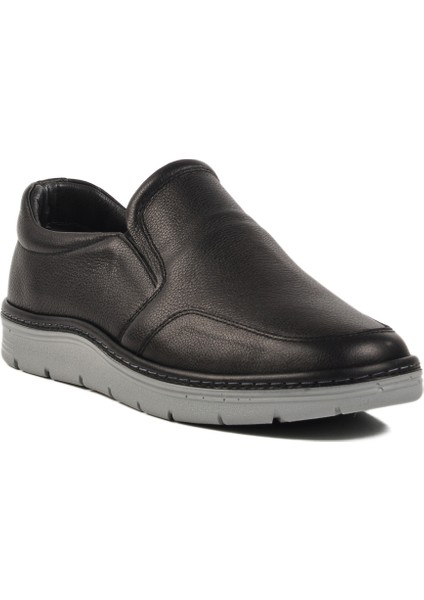 Siyah Hakiki Deri Erkek Günlük Ayakkabı 404 M