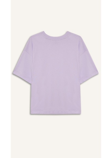 Oversize Geniş Kalıp Bisiklet Yaka Basic Düz Penye Kısa Kollu Tişört C0099AX25SP