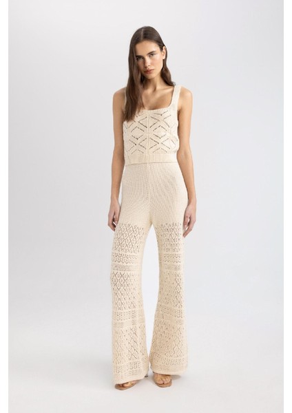 Wide Leg Geniş Paça Kroşe Astarlı Triko Pantolon C8622AX24SM