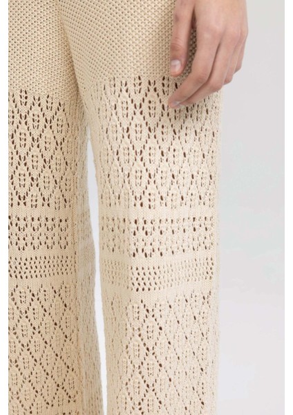 Wide Leg Geniş Paça Kroşe Astarlı Triko Pantolon C8622AX24SM