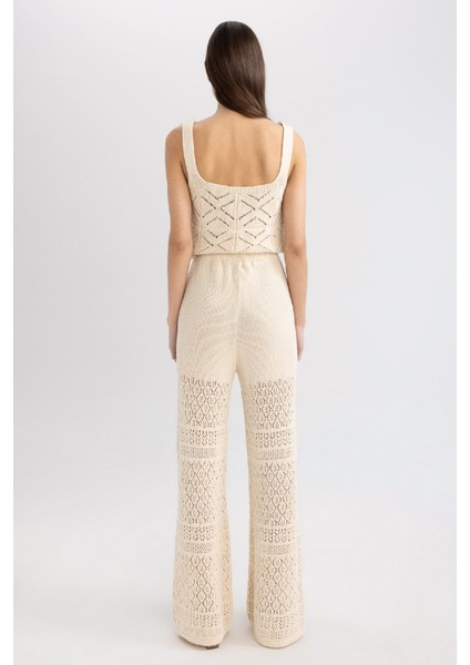 Wide Leg Geniş Paça Kroşe Astarlı Triko Pantolon C8622AX24SM