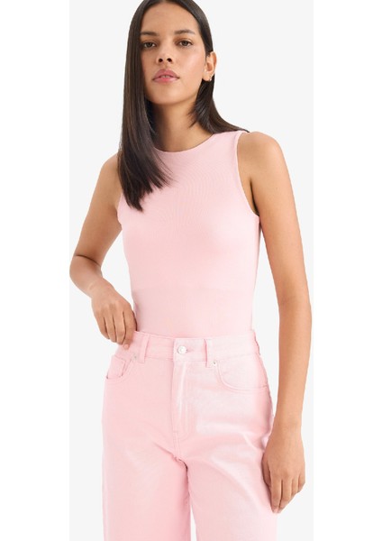 Slim Fit Dar Kesim Halter Yaka Basic Düz Atlet F0357AX25SM