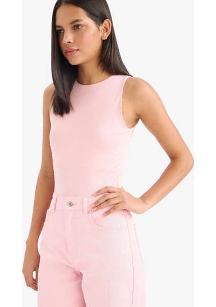 Slim Fit Dar Kesim Halter Yaka Basic Düz Atlet F0357AX25SM