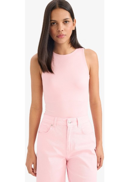 Slim Fit Dar Kesim Halter Yaka Basic Düz Atlet F0357AX25SM