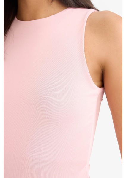Slim Fit Dar Kesim Halter Yaka Basic Düz Atlet F0357AX25SM