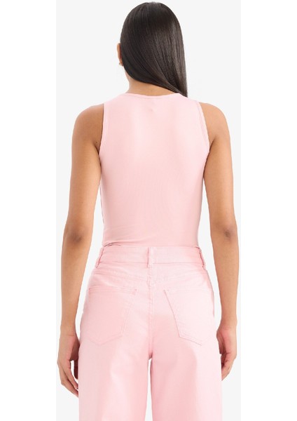 Slim Fit Dar Kesim Halter Yaka Basic Düz Atlet F0357AX25SM