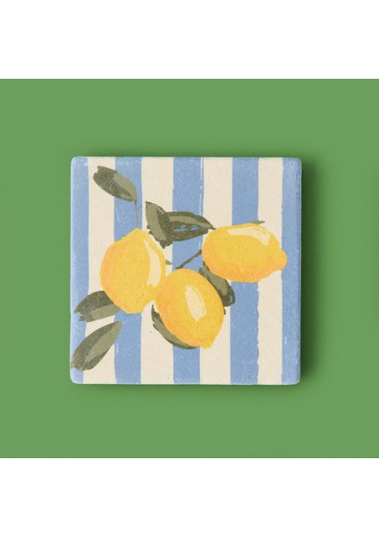 Kitchen Lime Çizgili Bardak Altlığı - Renkli - 10 cm