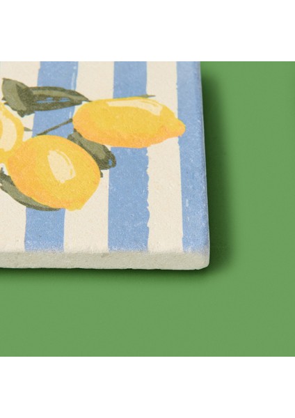 Kitchen Lime Çizgili Bardak Altlığı - Renkli - 10 cm