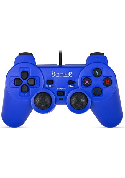 Kablolu Pc Gamepad – D-Input & X-Input Destekli Titreşimli USB Oyun Kolu Mavi