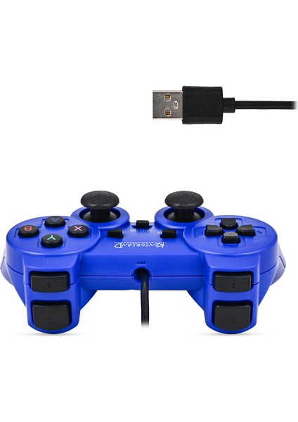 Kablolu Pc Gamepad – D-Input & X-Input Destekli Titreşimli USB Oyun Kolu Mavi