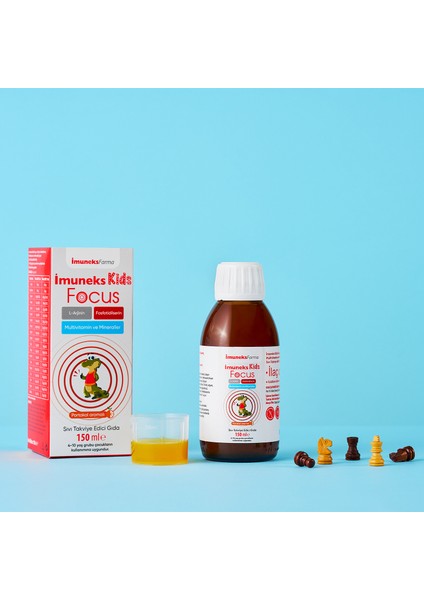 Imuneks Kids Focus L-Arjinin Fosfotidilserin Multivitamin ve Mineraller İçeren Sıvı Takviye Edici Gıda 150 ml