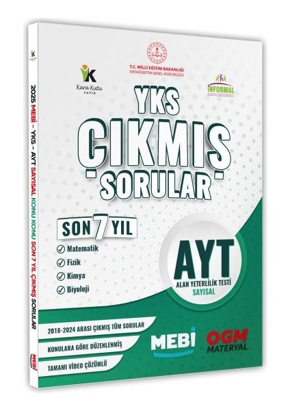 2025 Yks-Ayt Mebi Sayısal Çıkmış Soru Bankası Konu Konu Son 7 Yıl Video/pdf Çözümlü
