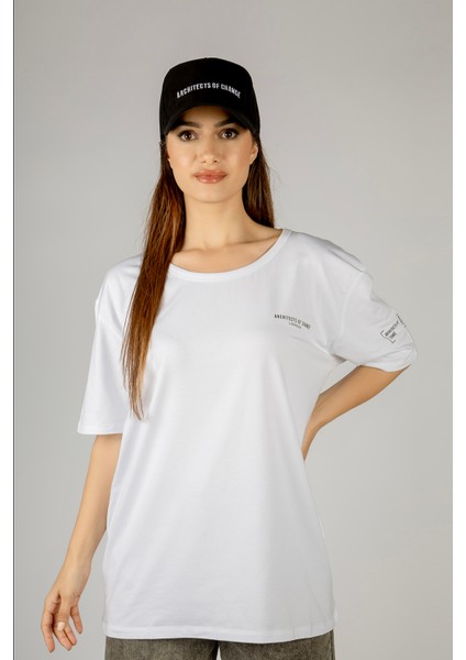 Woxxo Aliens Baskılı Unisex Oversize T-Shirt -Beyaz Lycralı Modal/pamuk fırsatları