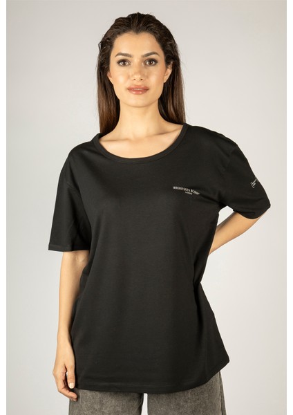 Woxxo Show Me Your Code Baskılı Unisex Oversize T-Shirt -Siyah Lycralı Modal/pamuk
