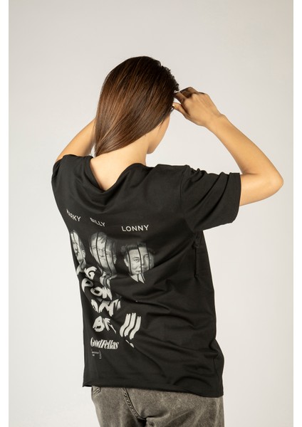 Woxxo Good Fellas Baskılı Unisex Oversize T-Shirt -Siyah Lycralı Modal/pamuk