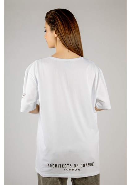 Woxxo Reality Is Wrong Baskılı Unisex Oversize T-Shirt -Beyaz Lycralı Modal/pamuk