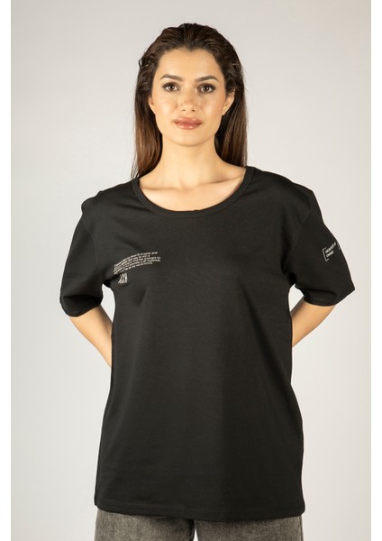 Woxxo Queens D'ont Compete Unisex Oversize T-Shirt -Siyah Lycralı Modal/pamuk