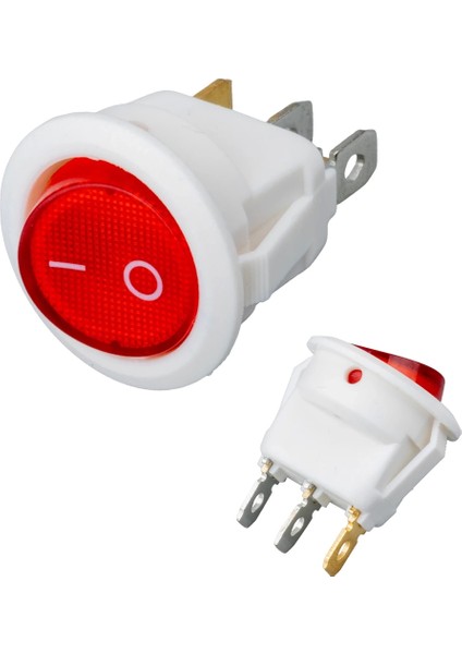 Yuvarlak Işıklı Anahtar On-Off 3p Beyaz Kasa (Ic-131b) (4887)