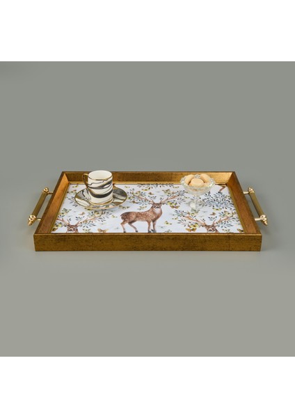 Kitchen Geyik Desenli Akrilik Tepsi - Renkli - 49 cm fiyatları