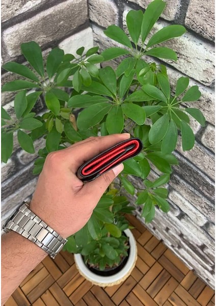 Deri Siyah/kırmızı Ince Erkek Cüzdanı (T1301)