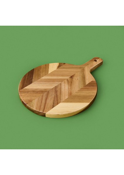 Akasya Yuvarlak Kesim Tahtası - Kahverengi - 30 cm