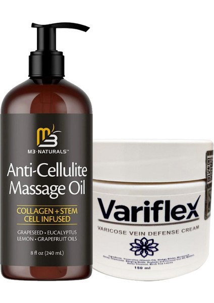 Anti Selülit Masaj Yağı Anti-Cellulite Massage Oil Selülitlere Karşı 240 ml Masaj Yağı + Variflex Antivaris Karşıtı Kremi 150 ml