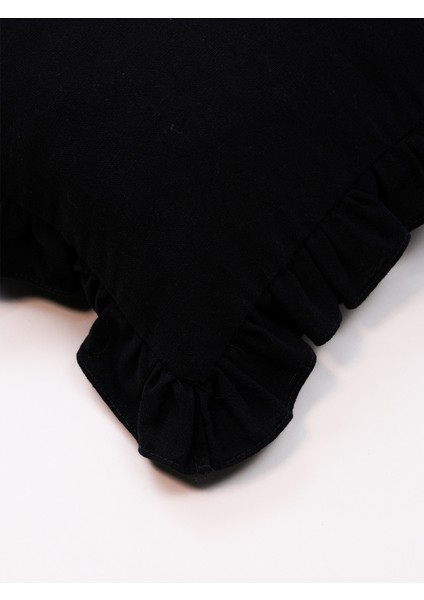 Bohem Fırfırlı Dikdörtgen Kırlent Kılıfı - Siyah fırsatları