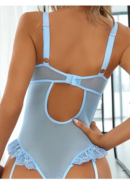 Dreams Rahat Estetik ve Şık Tasarım Mavi Jartiyer Gecelik Takım modelleri