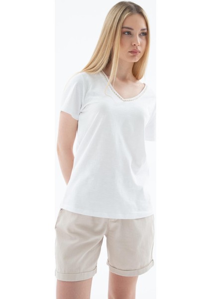 25Y0478K1 Kadın V Yaka T-Shirt fiyatları