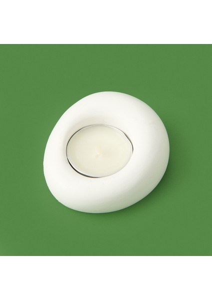 Deco Taş Mumluk - Beyaz - 5 cm