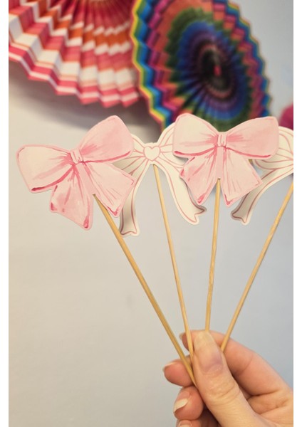 Pembe Fiyonk Tema Kürdan Süsleri Cupcake Süsleri Lüks Büyük Boy 10LU Paket fiyatları