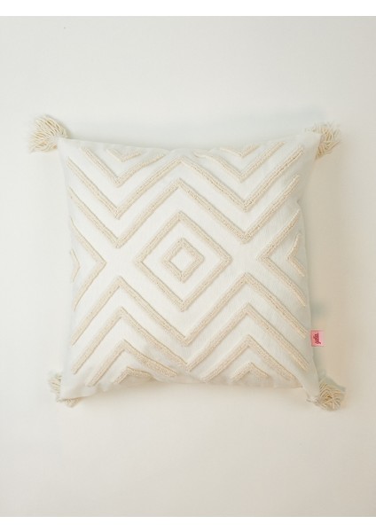 BOHO DIAMOND - Dokulu Punch Kırlent Kılıfı - Kırık Beyaz