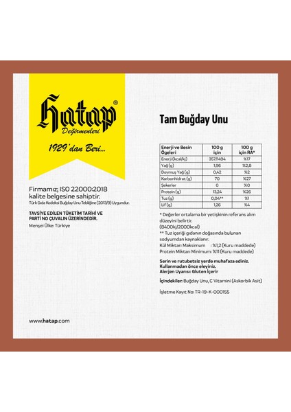 Çok Amaçlı Un 6 x 1 kg + Tam Buğday Unu 6 x 1 kg Avanatajlı Paket