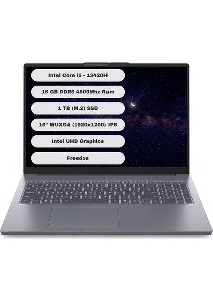 Ideapad Slim 3 16IRH10 Intel Core I5 13420H 16GB 1tb SSD Freedos 16" Fhd Taşınabilir Bilgisayar 83K2001UTR