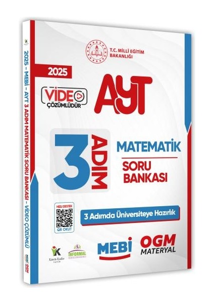 2025 Ayt Mebi-Ogm 3 Adım Matematik Soru Bankası Renkli A4 Boyut Video Çözümlü (Karakutu Katkılarıyla)