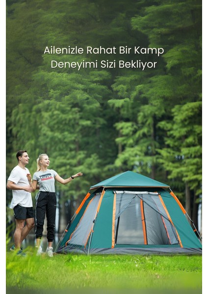 4 Kişilik Tam Otamatik Tenteli Kamp Çadırı Portatif Anti-Uv Outdoor Plaj Piknik Çadırı