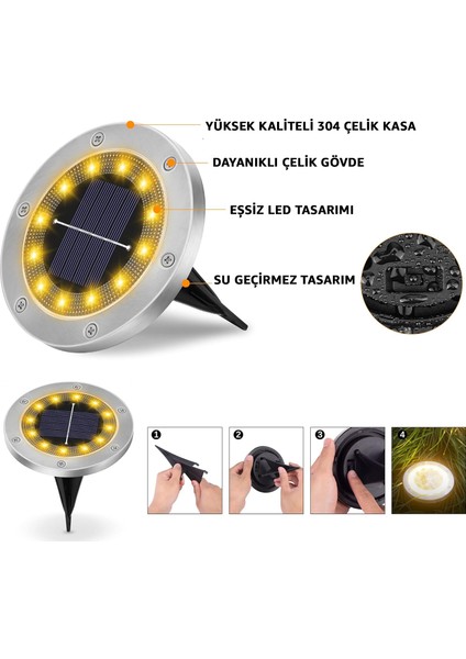 Solar Işık 4'lü Paket - Güneş Enerjili Bahçe Aydınlatması Yol Işığı, Su Geçirmez LED Lamba, Kolay Kurulum, Enerji Tasarruflu, Dış Mekan Işığı modelleri