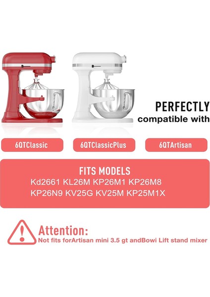Kitchenaid 5 Plus ve 600 Serisi Mikser Için 5 ve 6 Quart Mikser Için Paslanmaz Çelik Profesyonel Hamur Kancası ve Karıştırma Kabı (Yurt Dışından)
