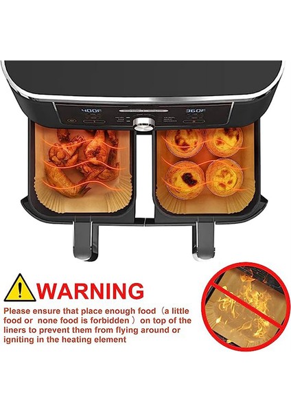 100 Adet Hava Fritöz Kaplamaları Dikdörtgen, Ninja DZ201 DZ401 Için Hava Fritöz Kaplamaları, Ninja Foodi Dual Için Hava Fritöz Pişirme Kağıdı (Yurt Dışından)