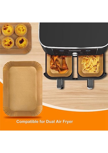 100 Adet Hava Fritöz Kaplamaları Dikdörtgen, Ninja DZ201 DZ401 Için Hava Fritöz Kaplamaları, Ninja Foodi Dual Için Hava Fritöz Pişirme Kağıdı (Yurt Dışından)