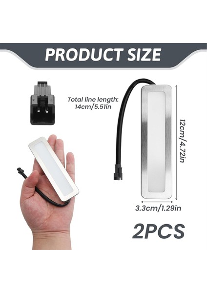 Davlumbaz Ampulleri, 120MM LED Ocak Işığı 1.5W Dikdörtgen Duman Havalandırma Lambası, Dc 12V Beyaz Sm Soket-Erkek-Buzlu (Yurt Dışından)