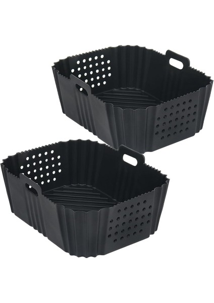 Ninja SL401 Çift Yığın 2 Sepetli Hava Fritözü Için Hava Fritözü Kaplamaları Yeniden Kullanılabilir Dikdörtgen Delikli Silikon Kaplamalar Siyah (Yurt Dışından)
