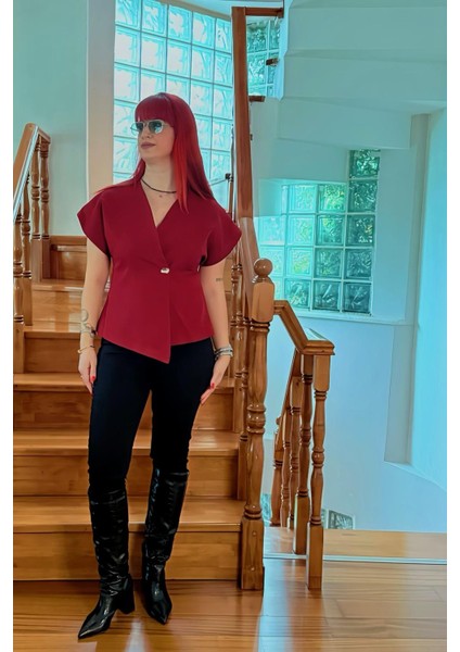 Bordo Gold Düğmeli T Kol Ceket fiyatları