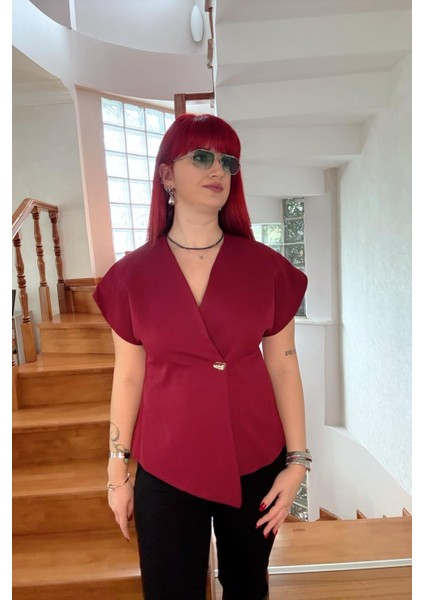 Bordo Gold Düğmeli T Kol Ceket modelleri