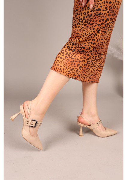 Dainty Troklu Topuklu Ayakkabı Bej modelleri