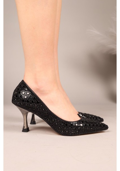 Deimos Komple Taşlı Stiletto Siyah