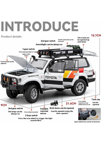 1:24 Toyota Landcruiser LC80 Alaşımlı Araba Modeli (Yurt Dışından) indirimleri