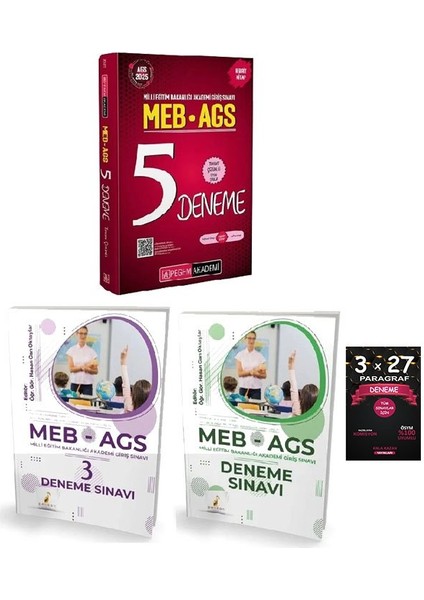 Pegem + Pelikan 2025 Meb-Ags Tüm Dersler 5+4 Deneme 3 Lü Set Pegem Akademi + Pelikan Yayınları