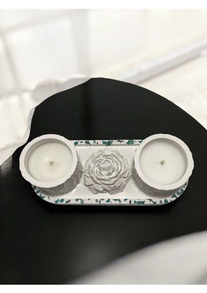 Dekoratif Doğal Taşlı 3'lü Sunum Seti ,lavanta Kokulu Soya Wax Mum Seti fiyatları