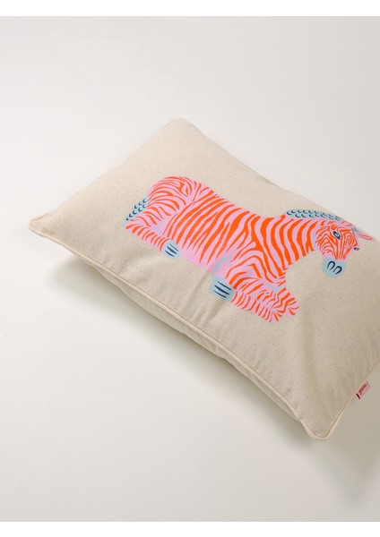Zebra Baskı Yıkanmış Keten Kırlent Kılıfı - Pembe fiyatları